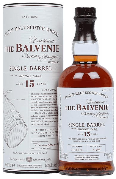 The Balvenie Single Barrel Sherry Cask 15 Years Old Single Malt Scotch Whisky (gift box), 0.7 л