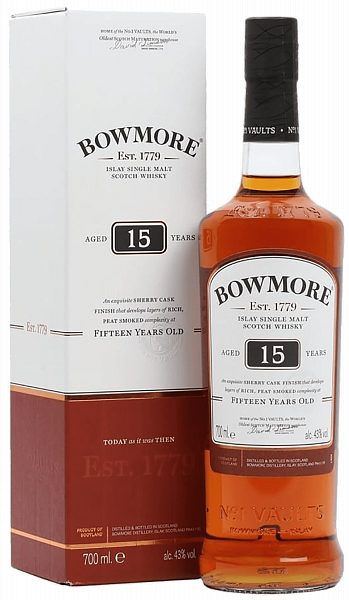 Bowmore 15 y.o. Islay single malt scotch whisky (gift box), 0.7 л